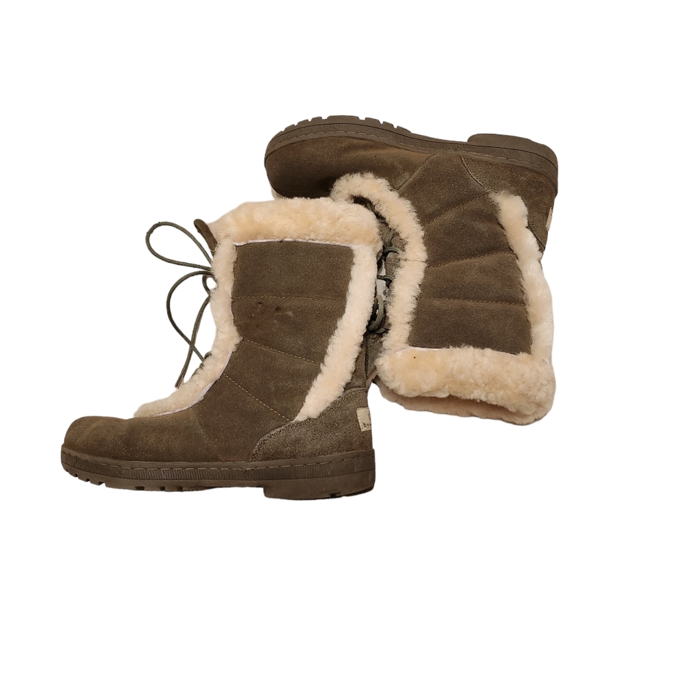 Bearpaw Women's Army Green Lace Up Fur Boots Size 9 - Picture 8 of 9